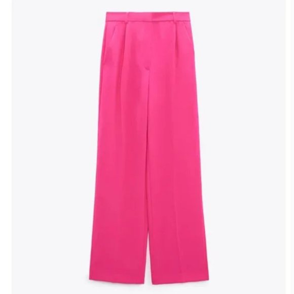 Zara Wide Leg Pants in Bright Pink XS new - Picture 2 of 4